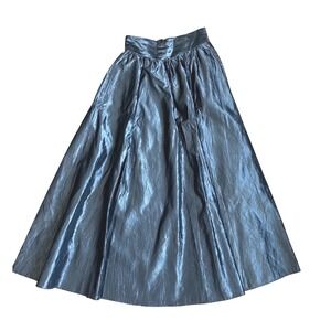 Vintage Hampton Nites Metallic Crinkle Maxi Skirt Charcoal Silver Size XS/S